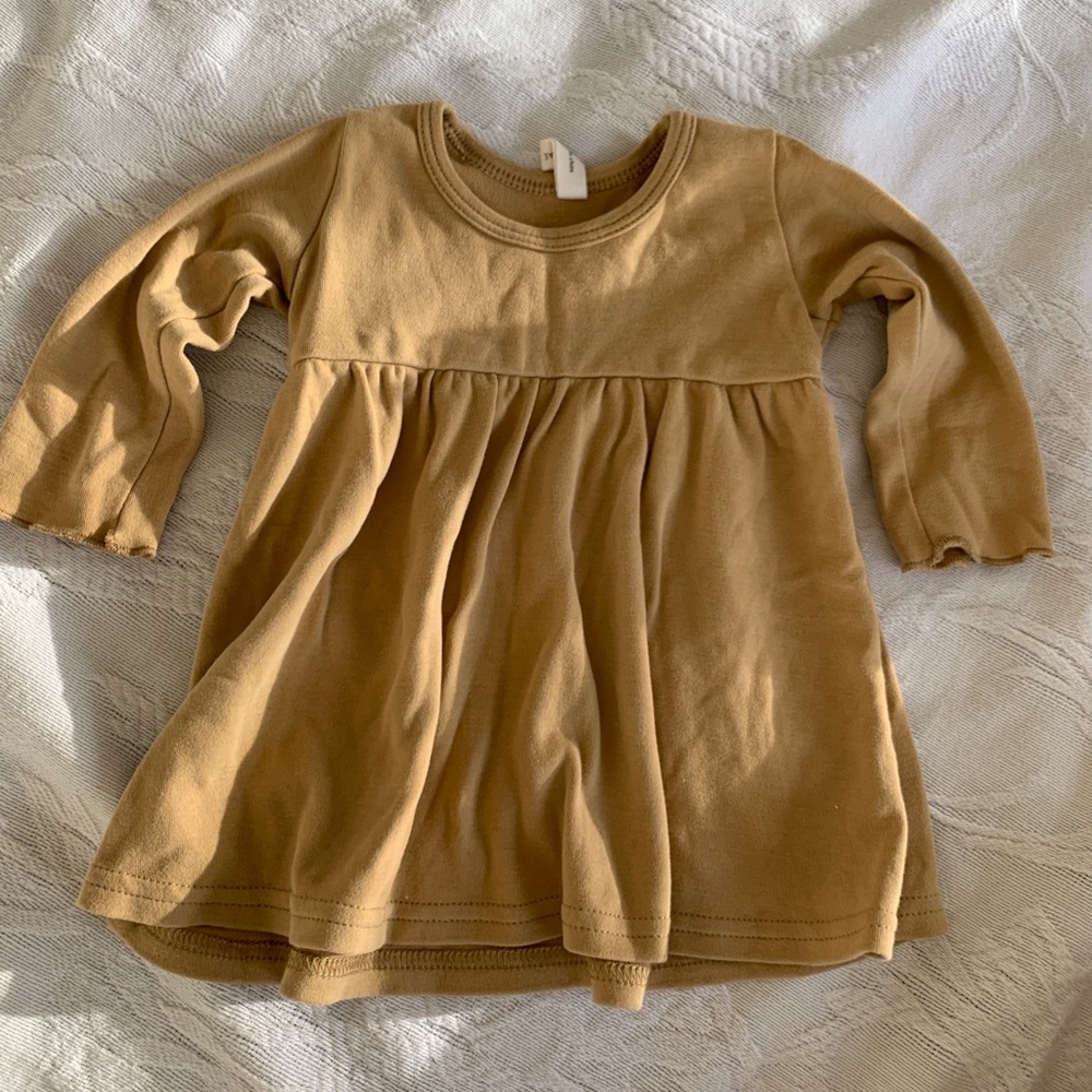 Quincy Mae Long Sleeve Baby Dress in Honey